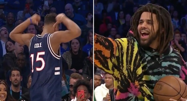 Dennis Smith Jr. Sports J. Cole's High School Jersey During All-Star Dunk Contest