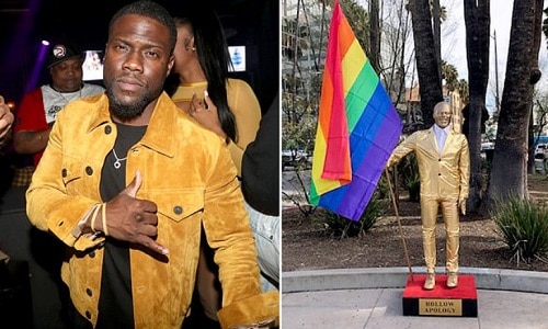 Kevin Hart Statue Holding a Rainbow Flag Pops Up Near Oscars Venue
