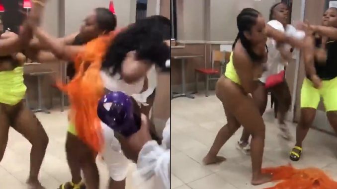 females brawl inside burger king