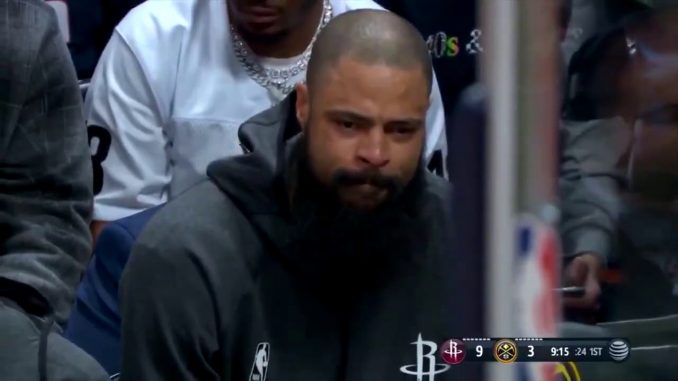 Tyson Chandler Emotional On The Rockets' Bench After Kobe Bryant's Passing