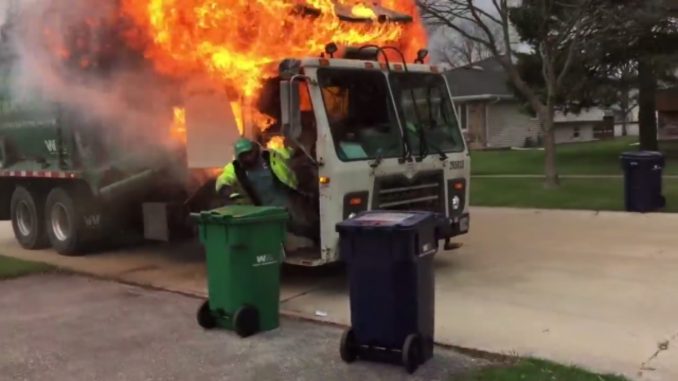 Garbage Truck Bursts Into Flames During Route