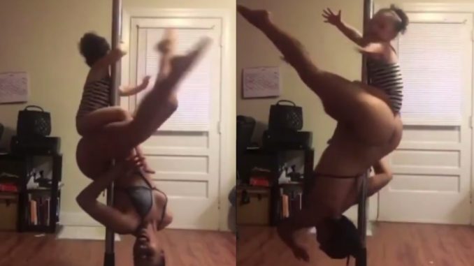 Viral Video Shows Mother Pole Dancing With Her Baby