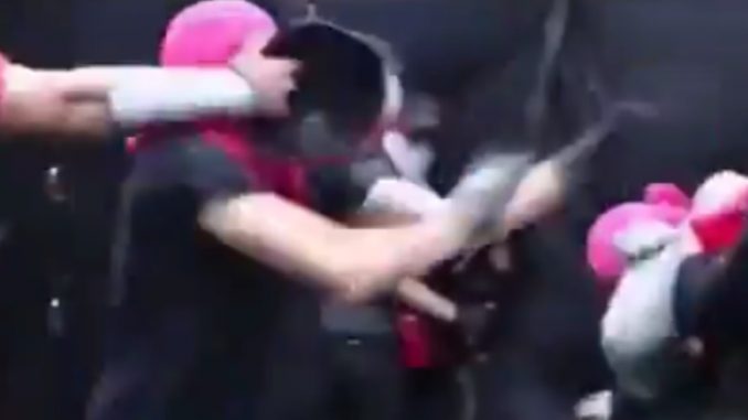 Guy Comes Through Knocking People Out With A Frying Pan During Scuffle