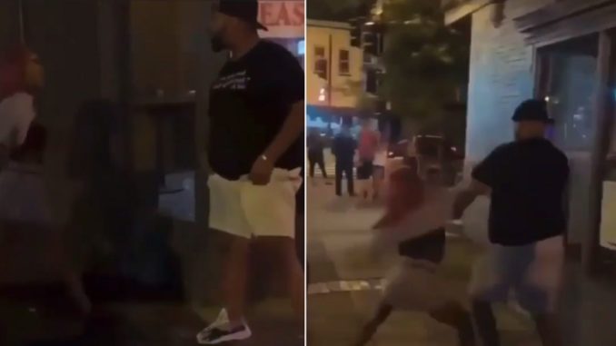 Big Man Gets Dropped To His Knees By Petite Transgender Woman