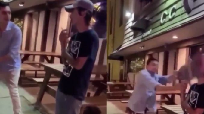 Guy Gets Slapped In The Face With A Skateboard After Saying The N-Word
