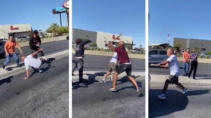 Guys Start Swinging A Baseball Bat After Getting Hands Put On Them During A Road Rage Fight In Las Vegas