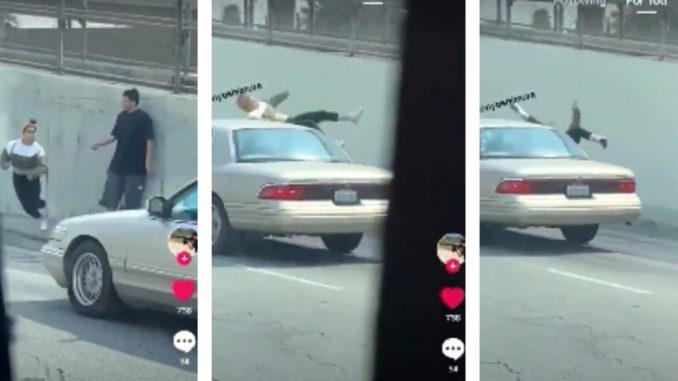 Viral Video Shows Crazy Woman Jump In Front Of Car During Argument