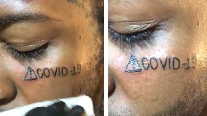 Guy Gets "COVID-19" Tattooed On His Face