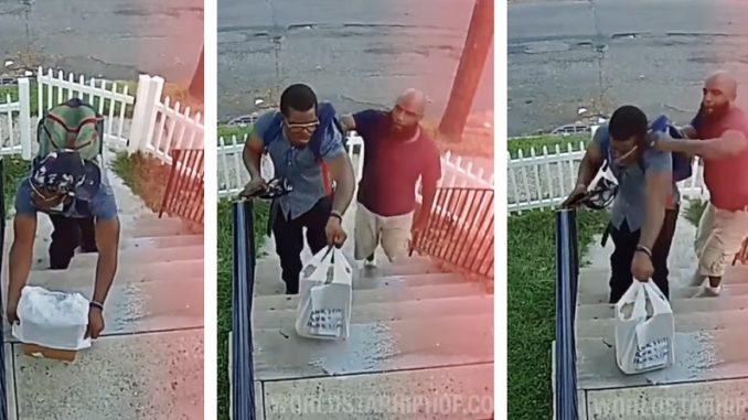 Guy Got Caught Stealing A Package Off Someone’s Porch And Gets Hit With The Hands of Justice