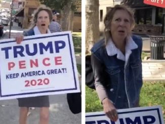 Lady Holding Trump Sign Is On A Extremely Weird Racist Rampage