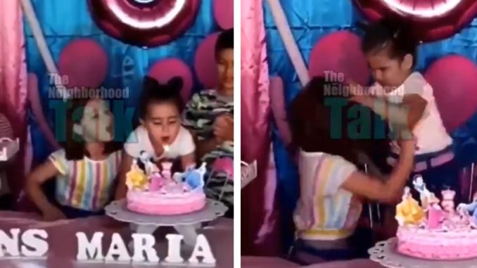 Viral Video Shows Lil Lady Put Kidde Paws On Girl For Blowing Out Her Birthday Candle
