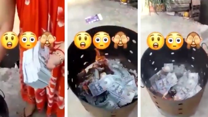 Woman Burns Her Husband's Money After Finding Out He's Cheating