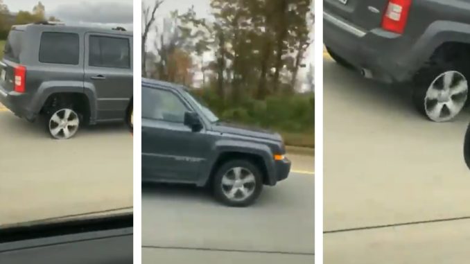 Woman Drives Her SUV On Detroit Highway With No Tire