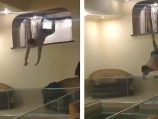 Guy Tries To Do A Diving Stunt And His Face Hits...All Glass