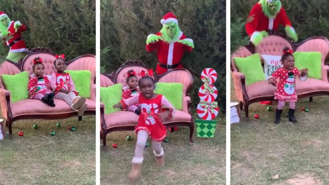 Lil Girls Haul Azz After The 'Grinch' Sneaks Up On Them During Photoshoot