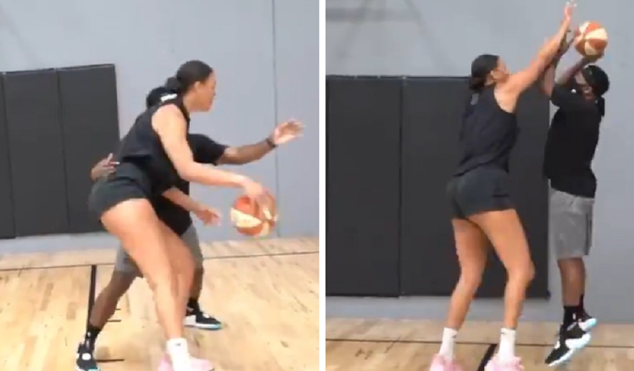 You Too Little Corey Wnba Star Liz Cambage Bodies Nba Trainers On The Court In A Post Game Rfm Ratchetfridaymedia