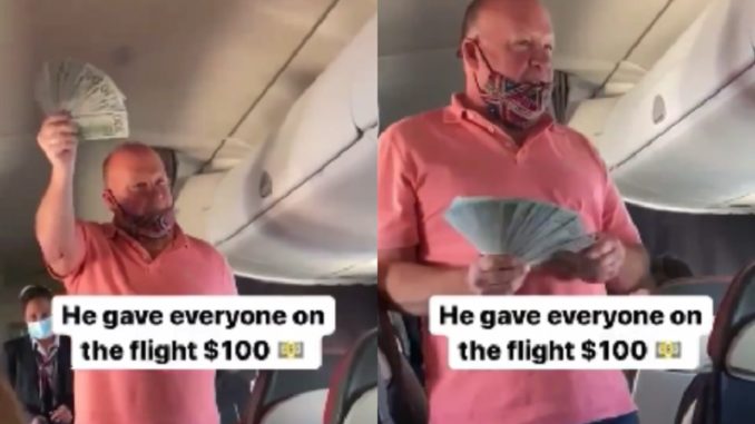 Guy Hands Out $100 Bills To Everyone On His Flight