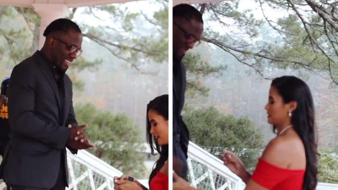Video Shows Woman Surprise Her Man by Proposing To Him