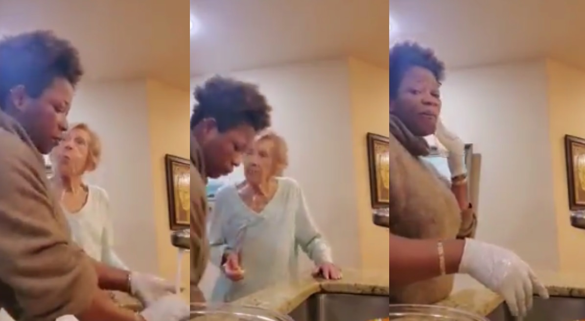 Viral Video Shows Disrespectful Elderly Woman Spit In Her Caregiver Face Repeatedly