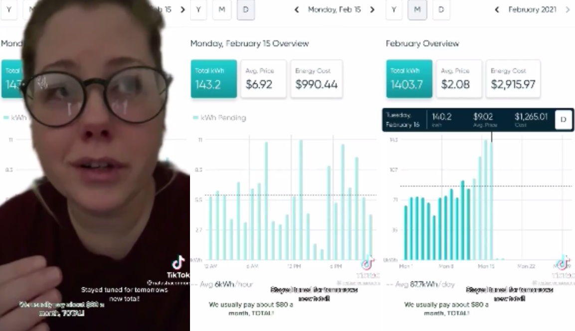 Woman In Texas Shows Her Electric Bill