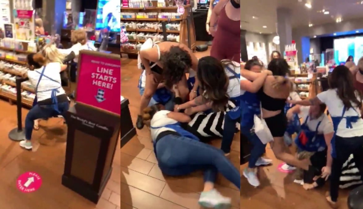 Bath & Body Works Employees Jump A Female Customer That Wouldn't Leave The Store