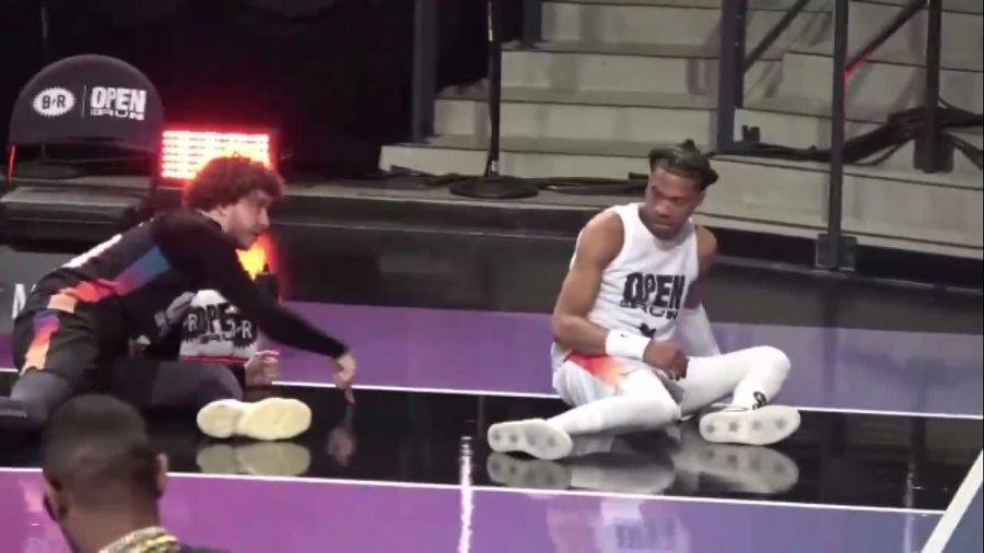 Lil Baby Stretching Before Celebrity Basketball Game Is Painful To Watch