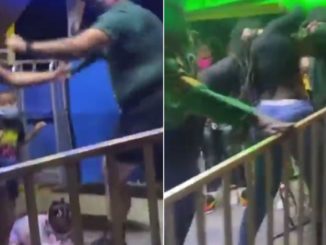Amusement Park Employee Immediately Gets Jumped By The Whole Park After He Put His Hands On A Woman