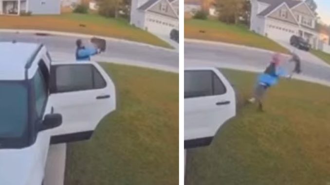 Crazy Cam Footage Captures Bobcat Attacking A Woman, Husband Grabs & Tosses It Across Yard