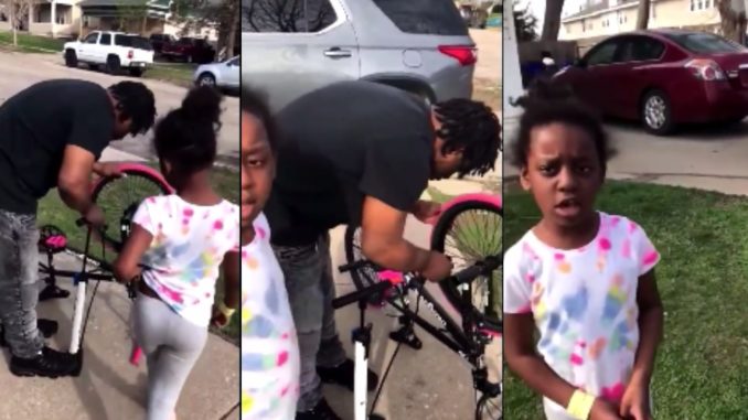 Little Girl Really Pulled a 'He's not my Dad' in Front of the 'Stepfather' Fixing Her Bike