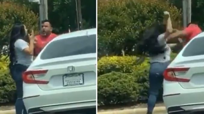 Video Shows a Woman Spit at a Man and Then All Hell Breaks Loose at a Gas Station