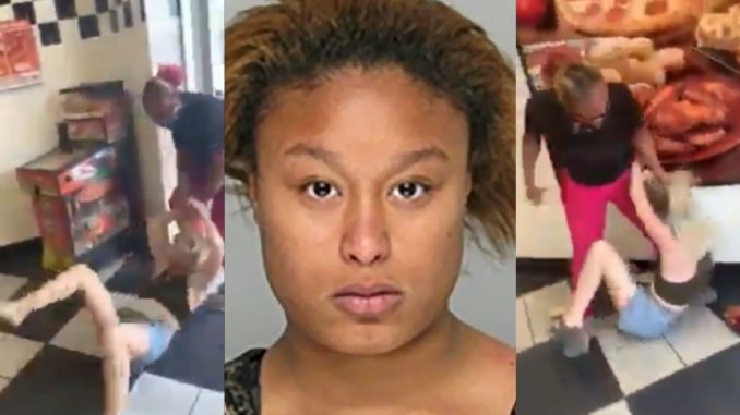Woman Brutally Beats And Stomps A Customer In Little Caesar's Restaurant