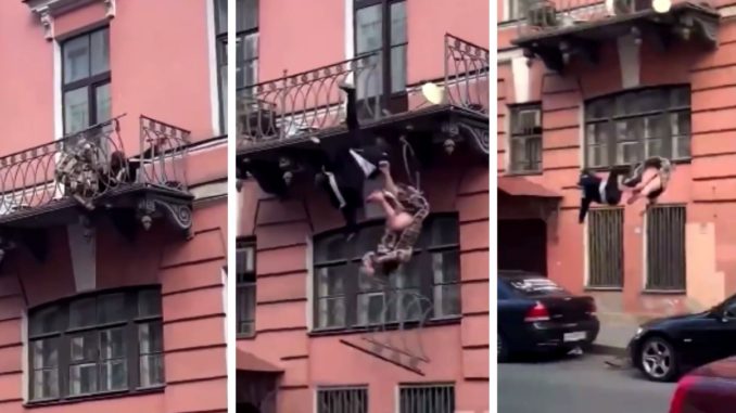 Terrifying: Video Shows a Bickering Couple Fall From Their Balcony And