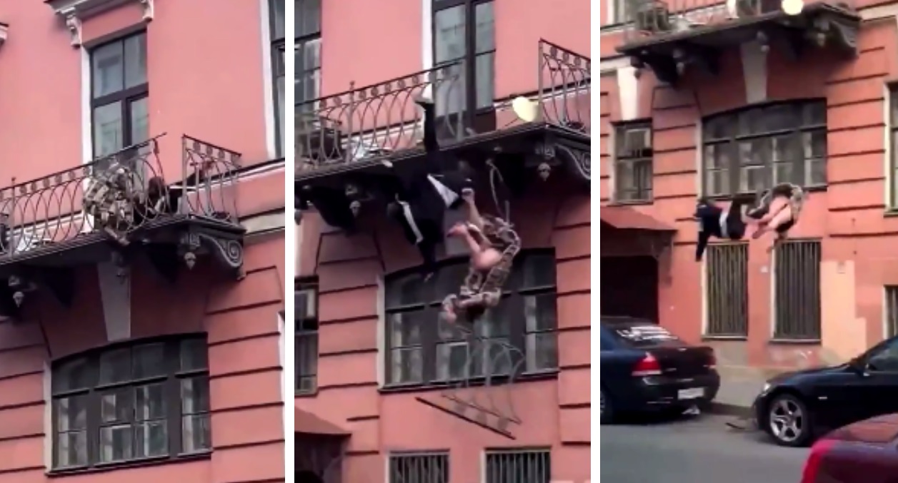 Terrifying Video Shows a Bickering Couple Fall From Their Balcony And