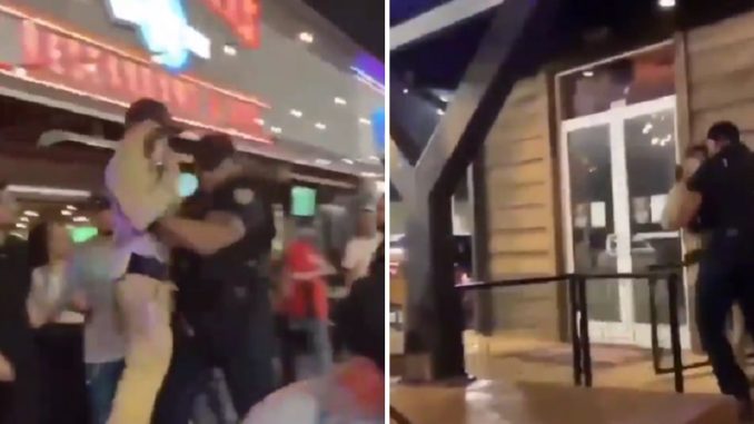: Huge Security Guard Picks A Grown Man Up Like A Lil Toddler & Escorts Him Out