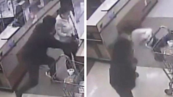 Surveillance Video Shows Purse Snatcher Violently Dragging Woman Across Grocery Store Floor in San Gabriel, California