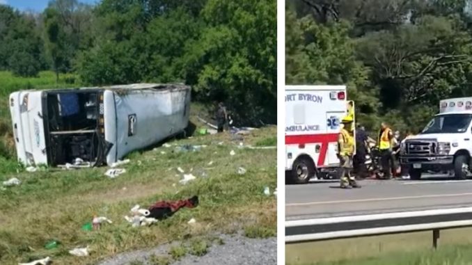 57 People Hurt After Tour Bus Overturns & Crashes In Upstate New York
