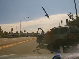 Enraged Driver Throws Pickaxe At Windshield During Road Rage Incident