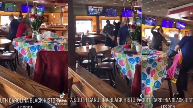 'Watch your Godd*mn mouth': White Man Gets Slapped Down Hard After Calling a Black Man The N-Word in South Carolina Restaurant