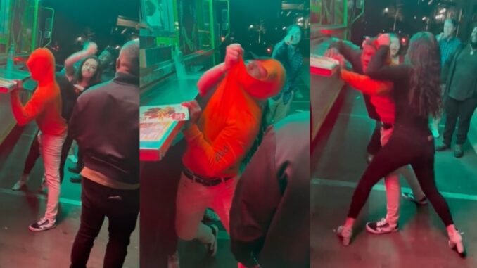 On That Liquor: Viral Video Shows Woman Brutally Assault Guy After She Tried Cutting In Line Over Some "Shrimp Quesadillas"