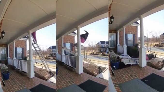My Neck & My Back: Video Shows Ladder Slide From Underneath Woman And She Lands In The Worst Way