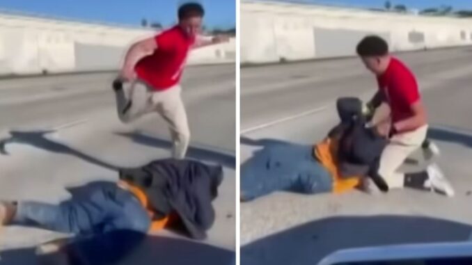 Extreme Road Rage: Video Shows 2 Men Fighting In The Middle of Freeway