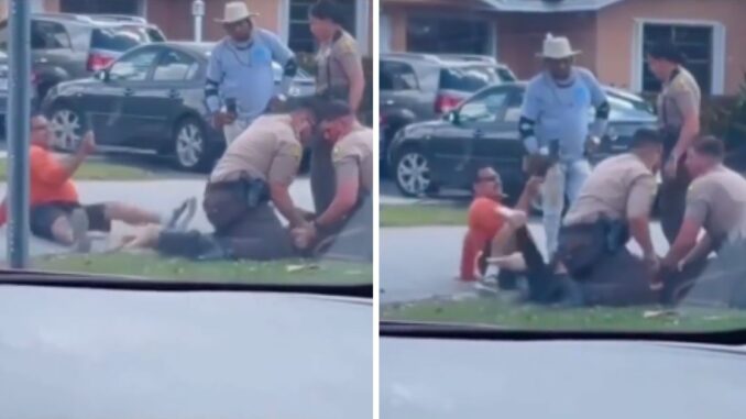 Getting All Angles: This Man Is as Happy Can Be While Recording Woman's Arrest