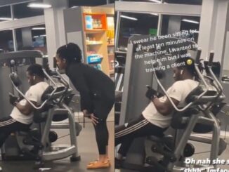 She Is All In: Video Shows Woman Sneak Up On Her Man While He's In The Gym On His Cellphone