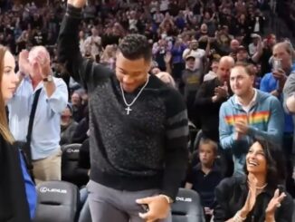 Russell Wilson & Ciara Attend Their 1st Nuggets Game and Get a Warm Welcome