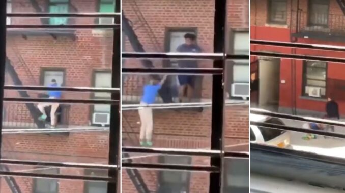 Over Drugs? Woman Caught on Camera Leaving Out a Window, Tumbling Down Fire Escape and Landing Face First On Pavement