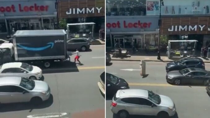 He Gone: Guy Comes Up Quick Wit' a Lick from The Amazon Truck [Video]