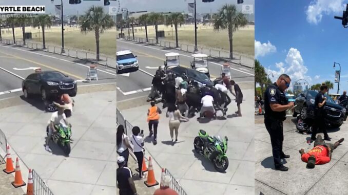 Video Shows Man Trapped Under Vehicle After Being Hit on Motorcycle in Myrtle Beach