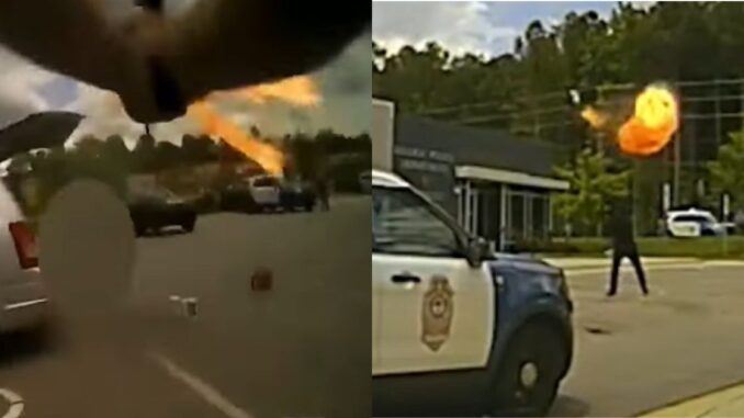 North Carolina Police Shoot a Man Throwing Molotov Cocktails to Set Cars on Fire at Police Precinct