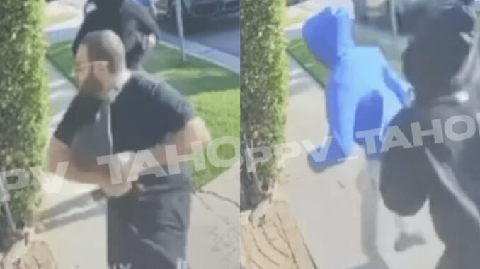 Jump-Out Robbery Caught on Home Surveillance Camera Shows Homeowner Being Chased Down by 2 Masked Men
