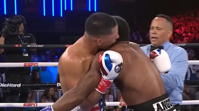 Boxer Edgar Berlanga Appears to Try to Bite Alexis Angulo